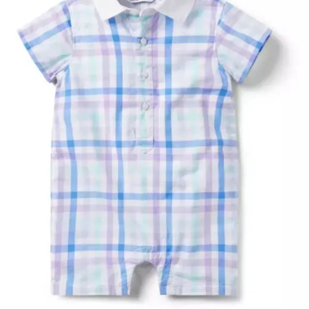 Janie and Jack 100048730 Baby Gingham Polo Romper size 6-12 months NWT